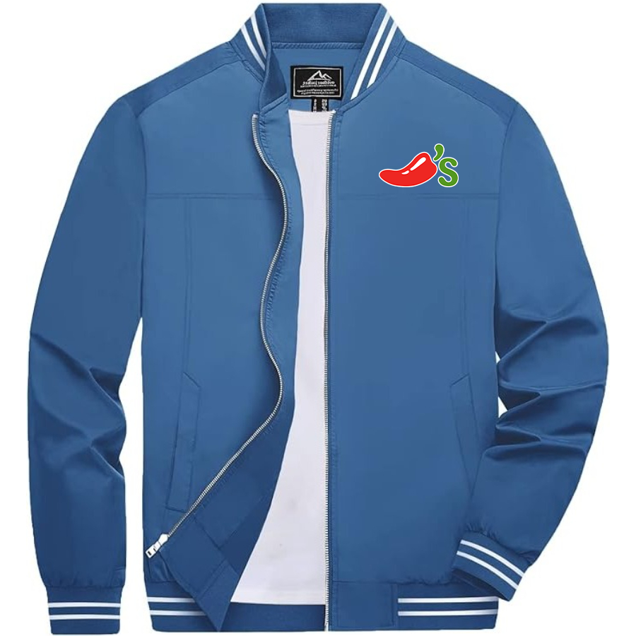 Men's Chilis Lightweight Zip-Up Bomber Jacket with Ribbed Collar and Cuffs Versatile Casual Outerwear