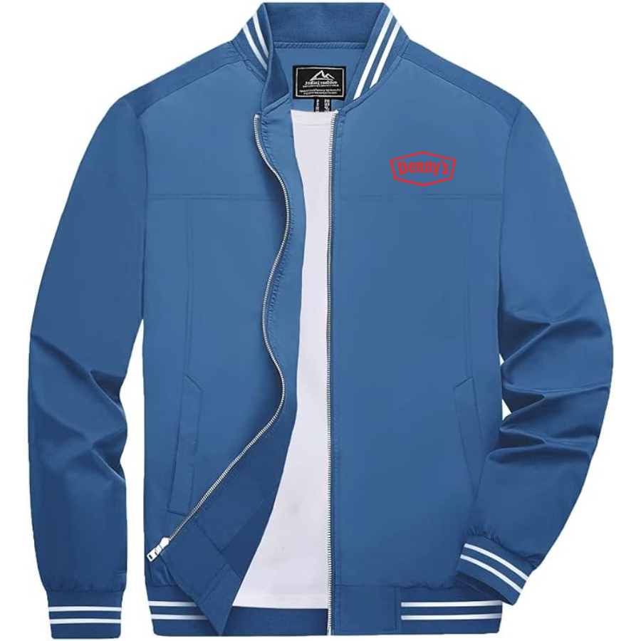 Men's Dennys Lightweight Zip-Up Bomber Jacket with Ribbed Collar and Cuffs Versatile Casual Outerwear