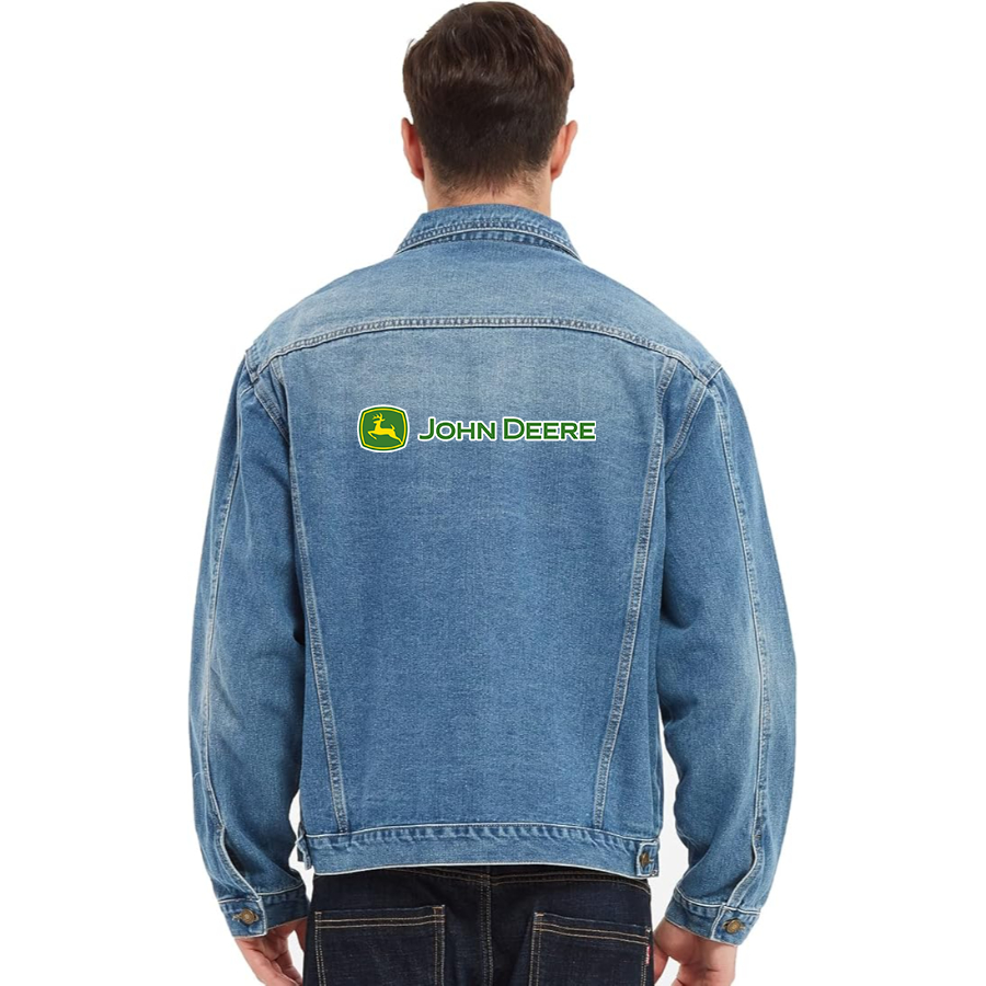 Men's John Deere Vintage Distressed Denim Jacket Stylish Casual Jean Outerwear