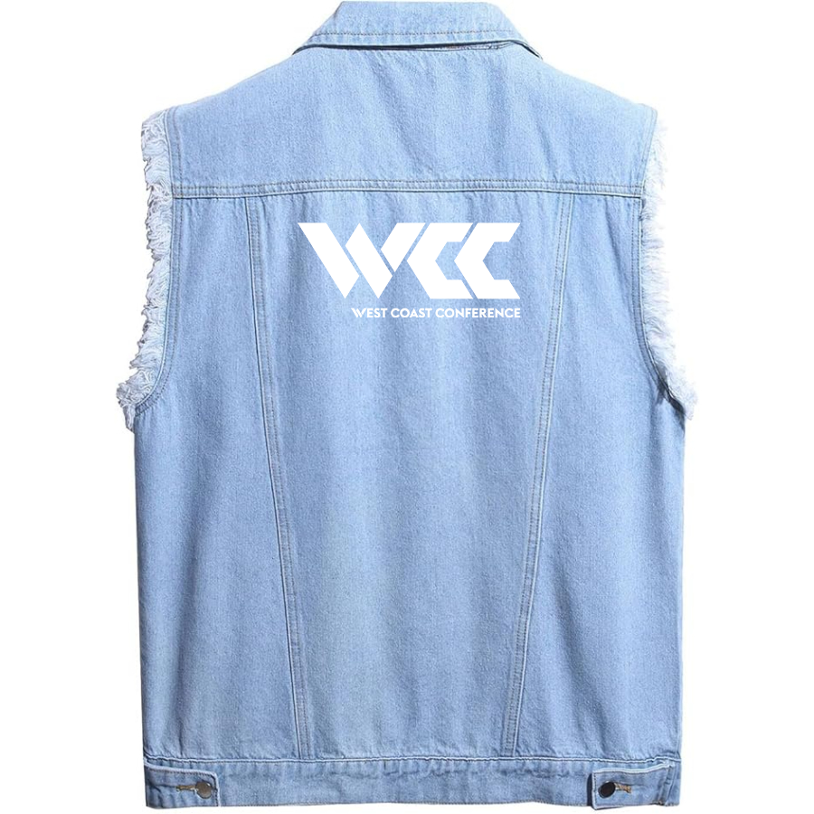 Men's West Coast Conference Sleeveless Distressed Denim Vest Rugged Black Jean Jacket