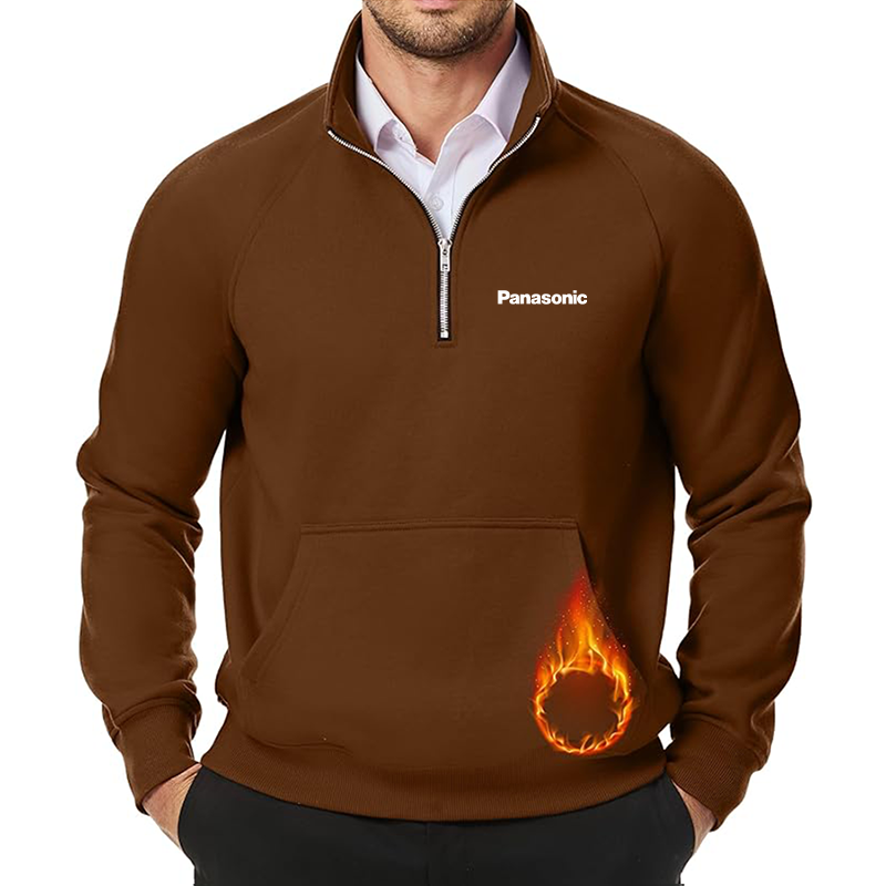 Men's Panasonic JMIERR Quarter Zip Pullover Heavy Sweatshirts Warm Fleece Sweatshirt Polo