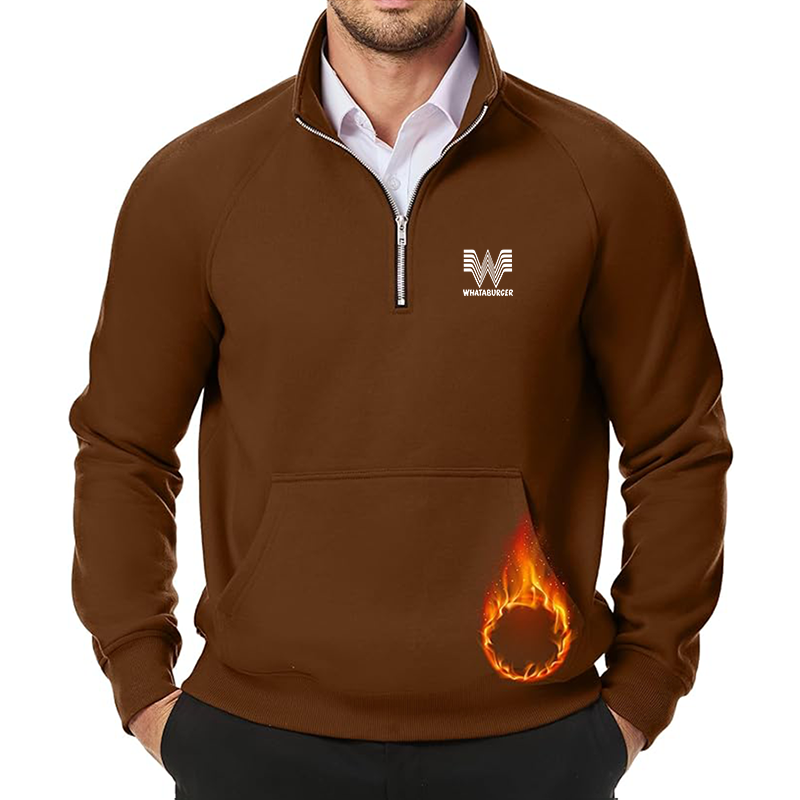 Men's What A Burger JMIERR Quarter Zip Pullover Heavy Sweatshirts Warm Fleece Sweatshirt Polo