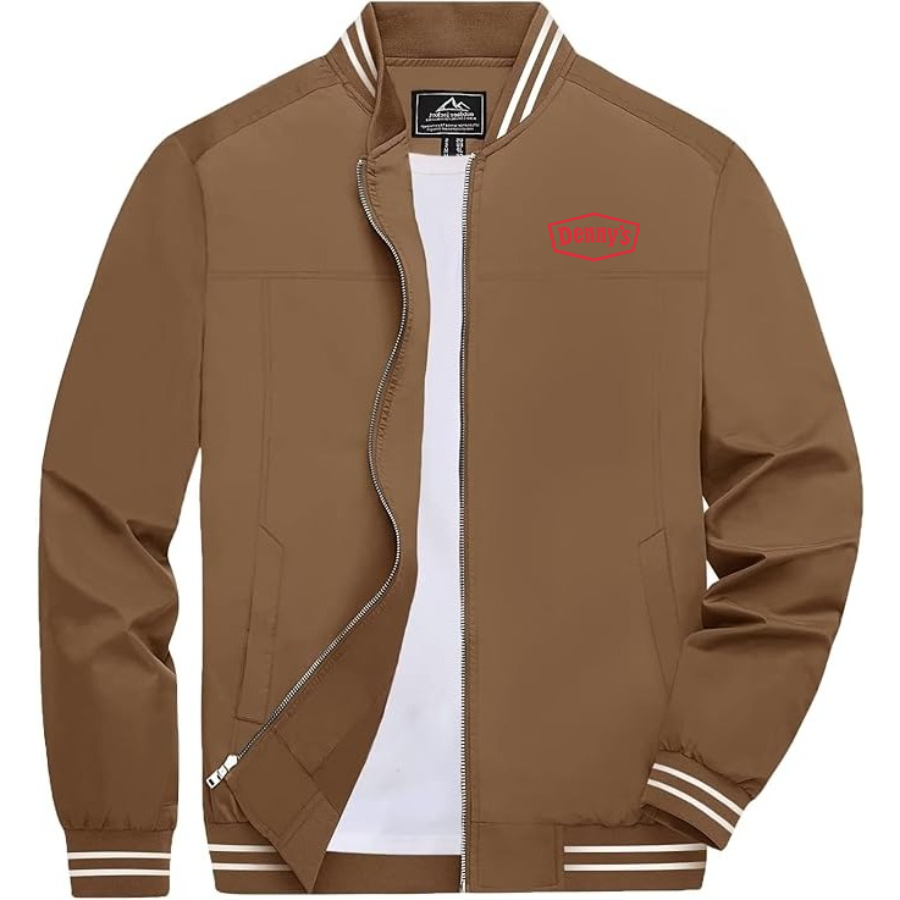Men's Dennys Lightweight Zip-Up Bomber Jacket with Ribbed Collar and Cuffs Versatile Casual Outerwear
