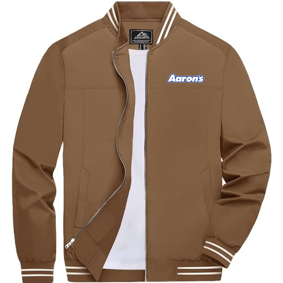 Men's Aarons Lightweight Zip-Up Bomber Jacket with Ribbed Collar and Cuffs Versatile Casual Outerwear