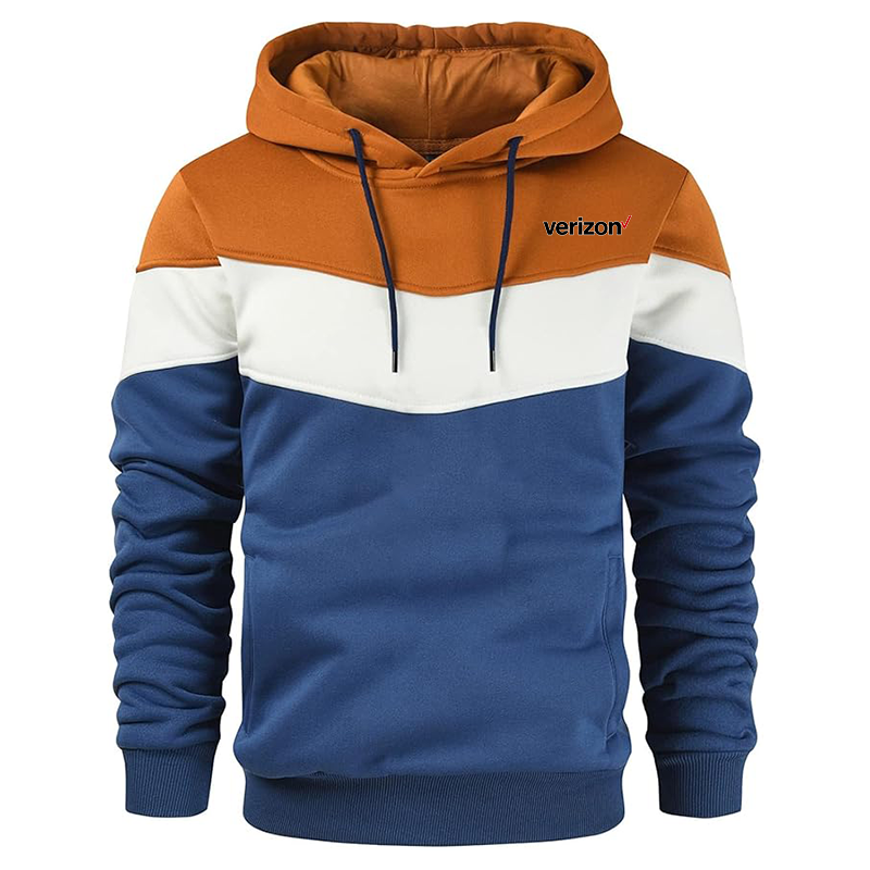 Men's Verizon Gesean Novelty Color Block Pullover Fleece Hoodie Long Sleeve Casual Sweatshirt with Pocket