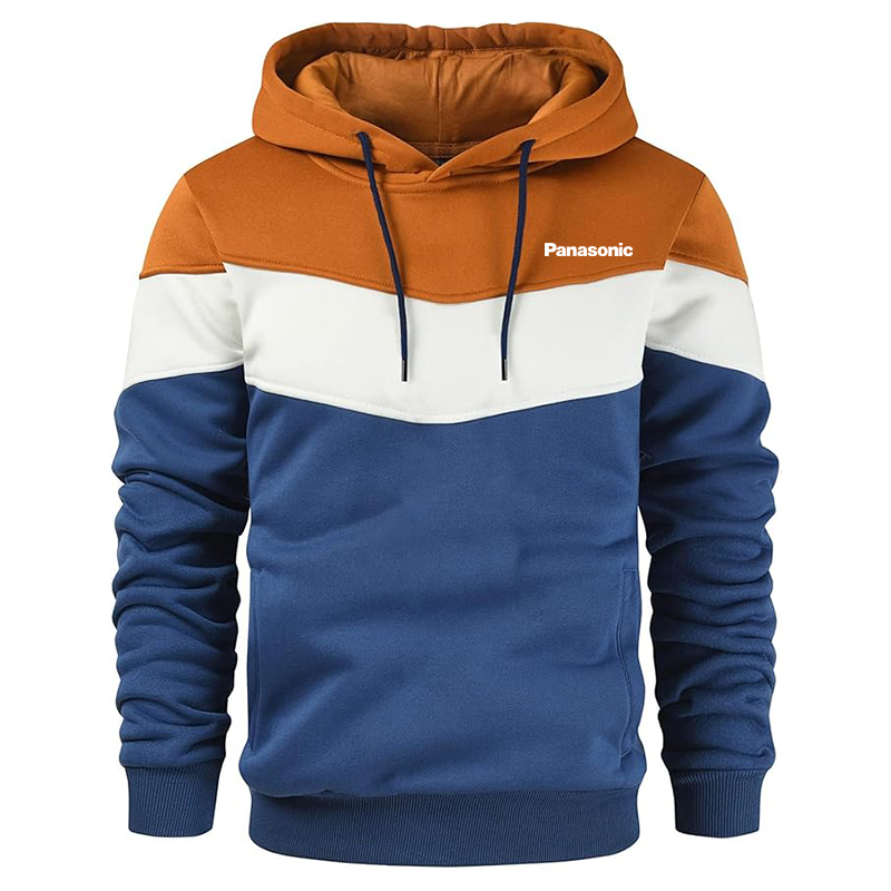 Men's Panasonic Gesean Novelty Color Block Pullover Fleece Hoodie Long Sleeve Casual Sweatshirt with Pocket