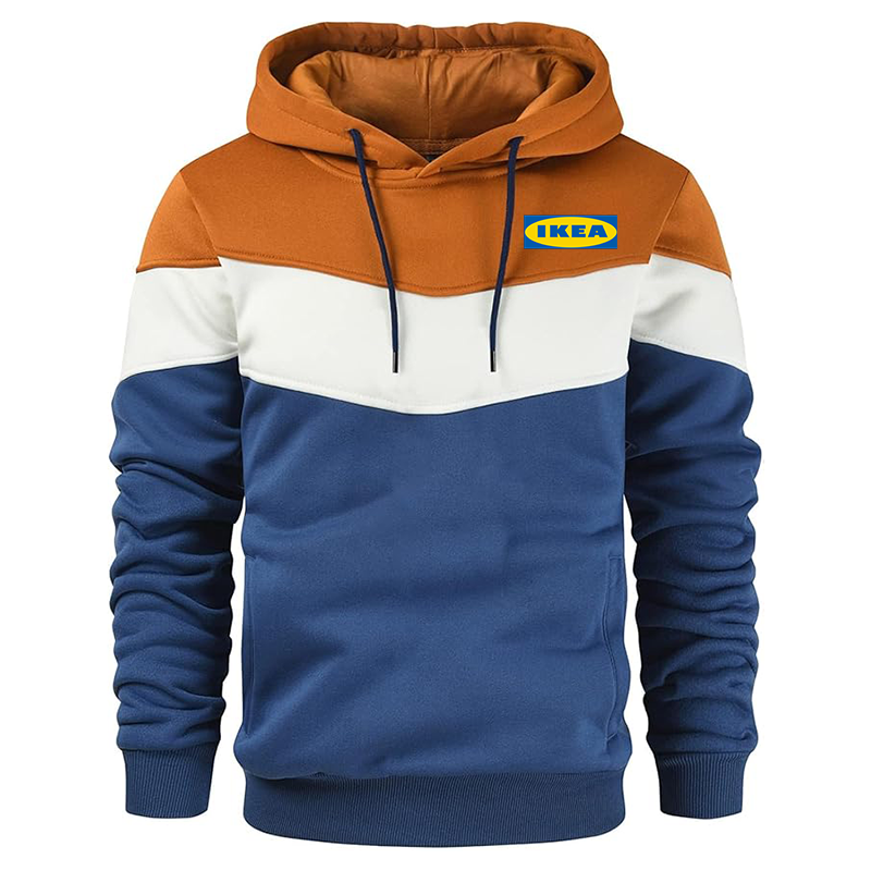 Men's IKEA Gesean Novelty Color Block Pullover Fleece Hoodie Long Sleeve Casual Sweatshirt with Pocket