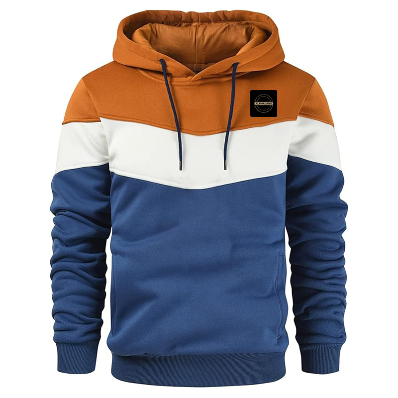 Men's Alphaland Gesean Novelty Color Block Pullover Fleece Hoodie Long Sleeve Casual Sweatshirt with Pocket