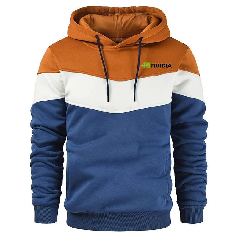 Men's NVIDIA Gesean Novelty Color Block Pullover Fleece Hoodie Long Sleeve Casual Sweatshirt with Pocket