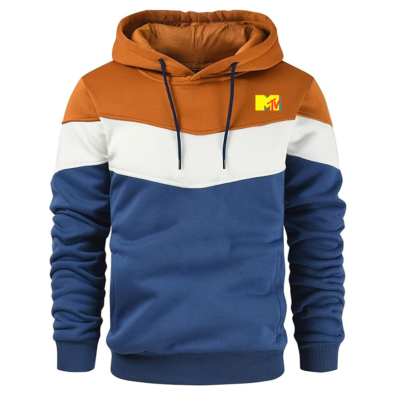 Men's M.T.V Gesean Novelty Color Block Pullover Fleece Hoodie Long Sleeve Casual Sweatshirt with Pocket