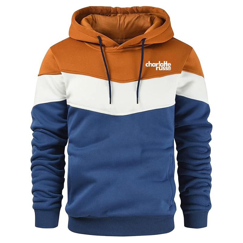 Men's Charlotte Russe Gesean Novelty Color Block Pullover Fleece Hoodie Long Sleeve Casual Sweatshirt with Pocket