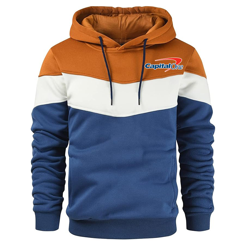Men's Capital One Gesean Novelty Color Block Pullover Fleece Hoodie Long Sleeve Casual Sweatshirt with Pocket