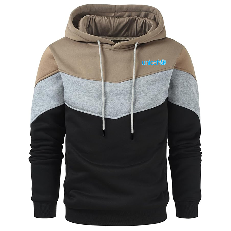 Men's UNICEF Gesean Novelty Color Block Pullover Fleece Hoodie Long Sleeve Casual Sweatshirt with Pocket