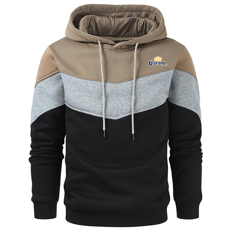 Men's Corona Gesean Novelty Color Block Pullover Fleece Hoodie Long Sleeve Casual Sweatshirt with Pocket