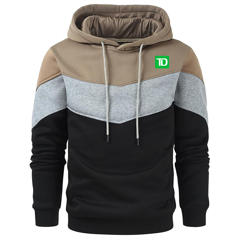 Men's TD Bank Gesean Novelty Color Block Pullover Fleece Hoodie Long Sleeve Casual Sweatshirt with Pocket