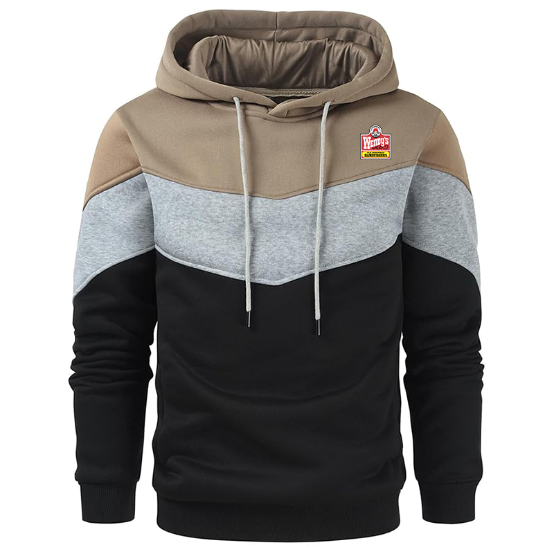 Men's Wendy's Gesean Novelty Color Block Pullover Fleece Hoodie Long Sleeve Casual Sweatshirt with Pocket
