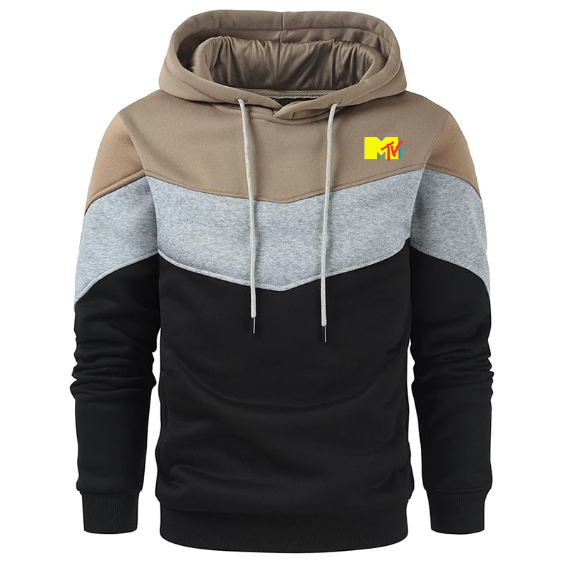 Men's M.T.V Gesean Novelty Color Block Pullover Fleece Hoodie Long Sleeve Casual Sweatshirt with Pocket