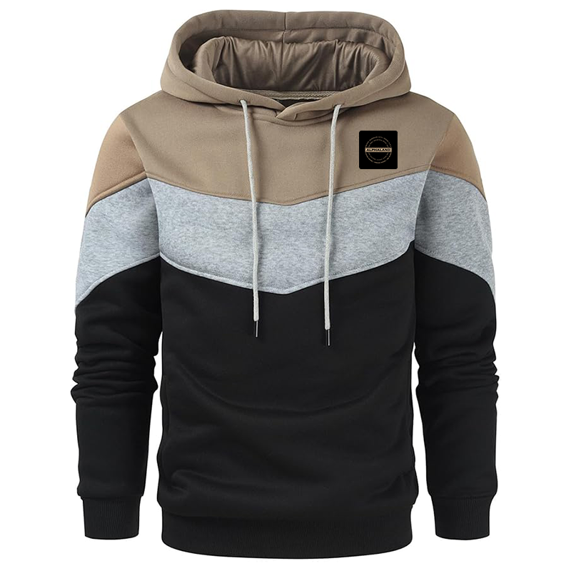 Men's Alphaland Gesean Novelty Color Block Pullover Fleece Hoodie Long Sleeve Casual Sweatshirt with Pocket