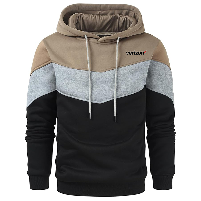 Men's Verizon Gesean Novelty Color Block Pullover Fleece Hoodie Long Sleeve Casual Sweatshirt with Pocket