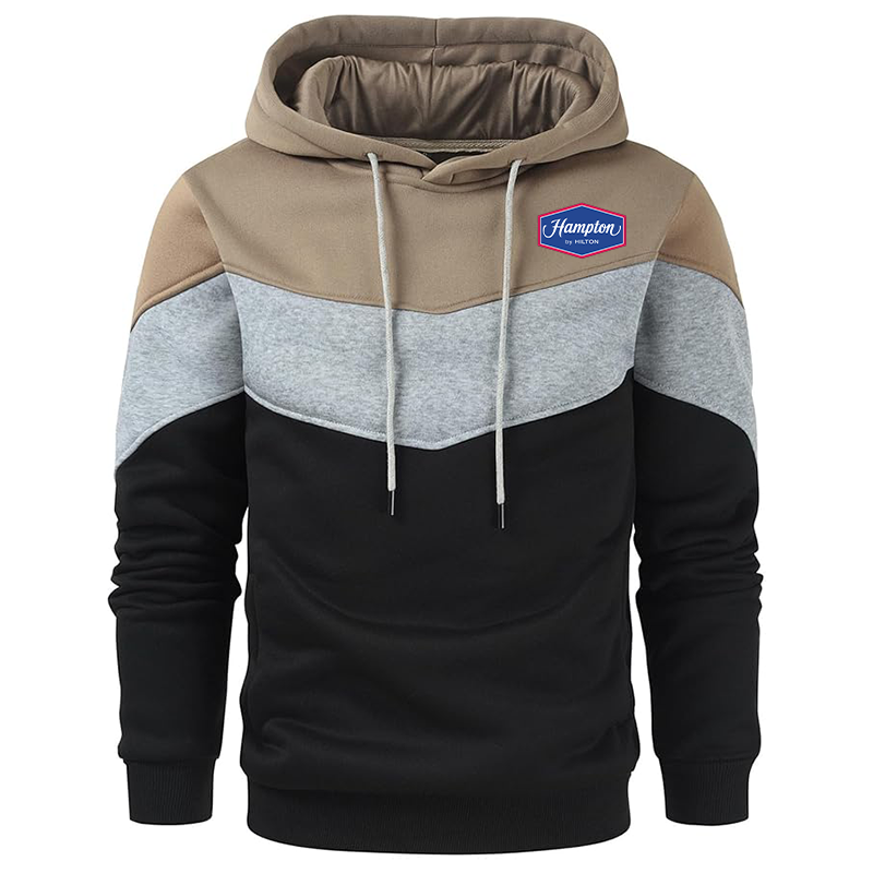 Men's Hampton Gesean Novelty Color Block Pullover Fleece Hoodie Long Sleeve Casual Sweatshirt with Pocket