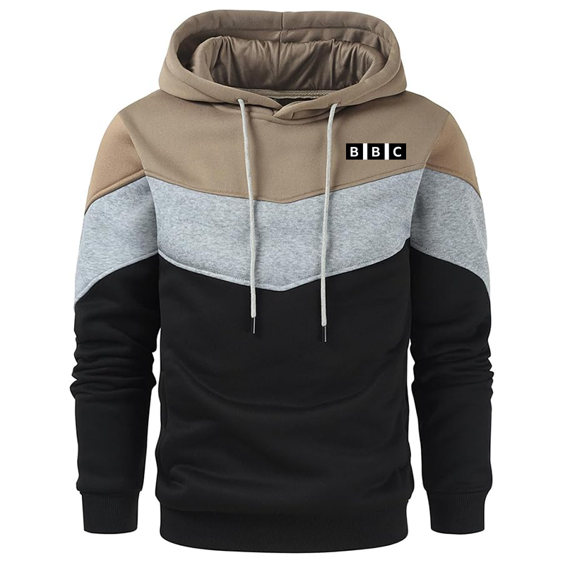 Men's BBC Gesean Novelty Color Block Pullover Fleece Hoodie Long Sleeve Casual Sweatshirt with Pocket