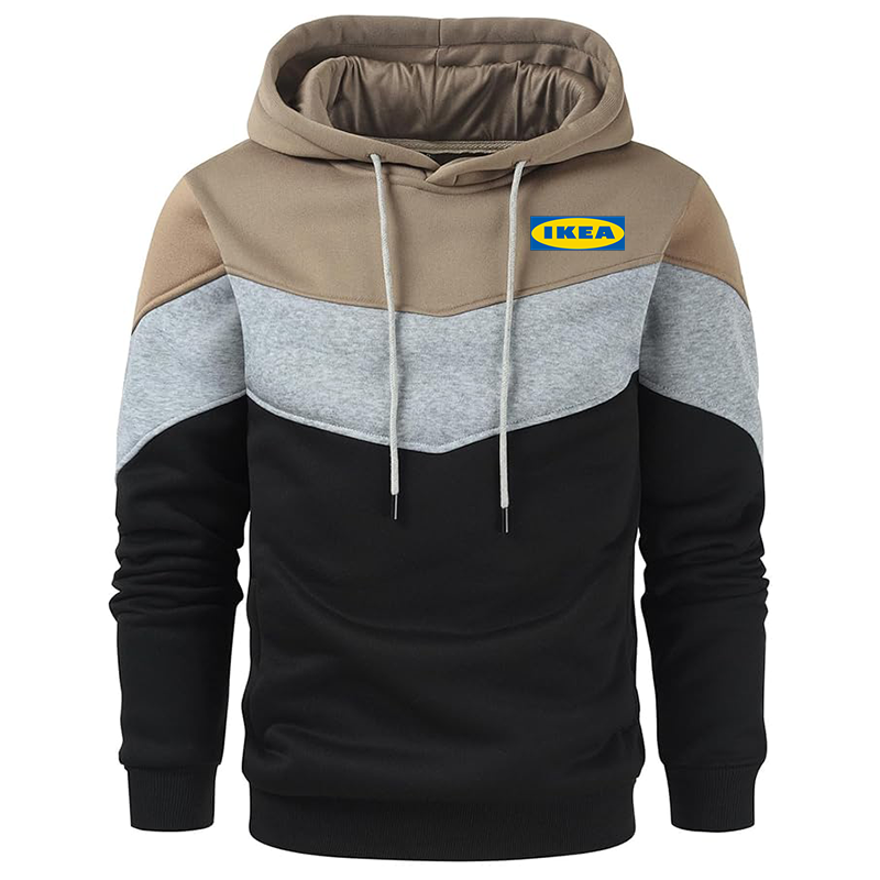 Men's IKEA Gesean Novelty Color Block Pullover Fleece Hoodie Long Sleeve Casual Sweatshirt with Pocket