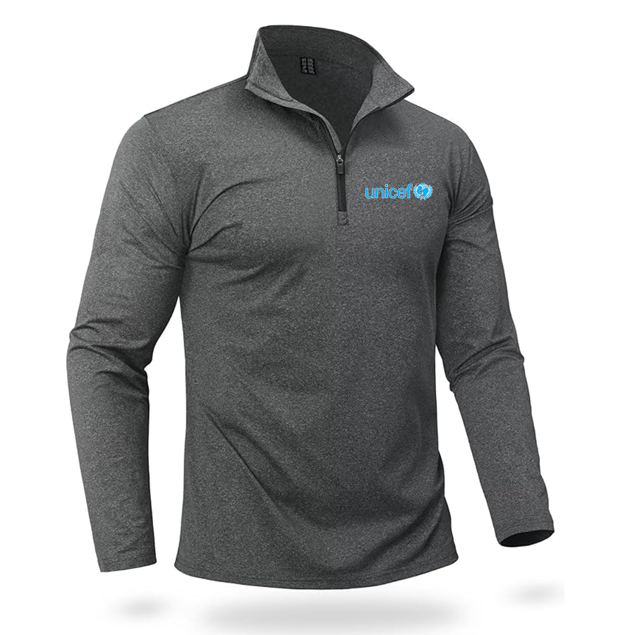 Men's UNICEF Quarter Zip Pullover Premium Fleece Lined Heather Long Sleeve Golf Shirts Midweight 1/4 Half Zip Sweatshirts