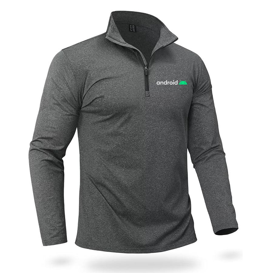 Men's Android Quarter Zip Pullover Premium Fleece Lined Heather Long Sleeve Golf Shirts Midweight 1/4 Half Zip Sweatshirts