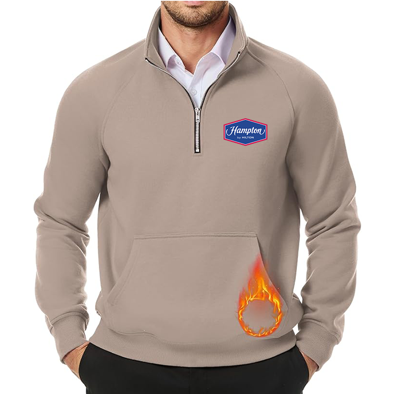 Men's Hampton JMIERR Quarter Zip Pullover Heavy Sweatshirts Warm Fleece Sweatshirt Polo