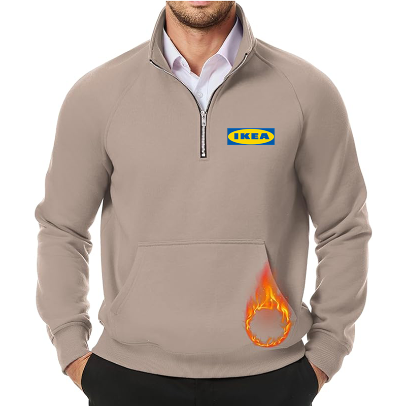 Men's IKEA JMIERR Quarter Zip Pullover Heavy Sweatshirts Warm Fleece Sweatshirt Polo