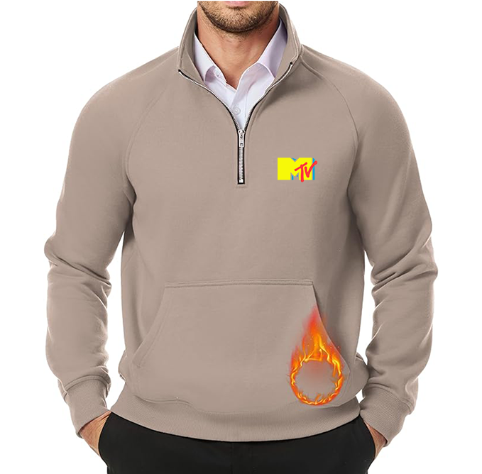 Men's M.T.V JMIERR Quarter Zip Pullover Heavy Sweatshirts Warm Fleece Sweatshirt Polo