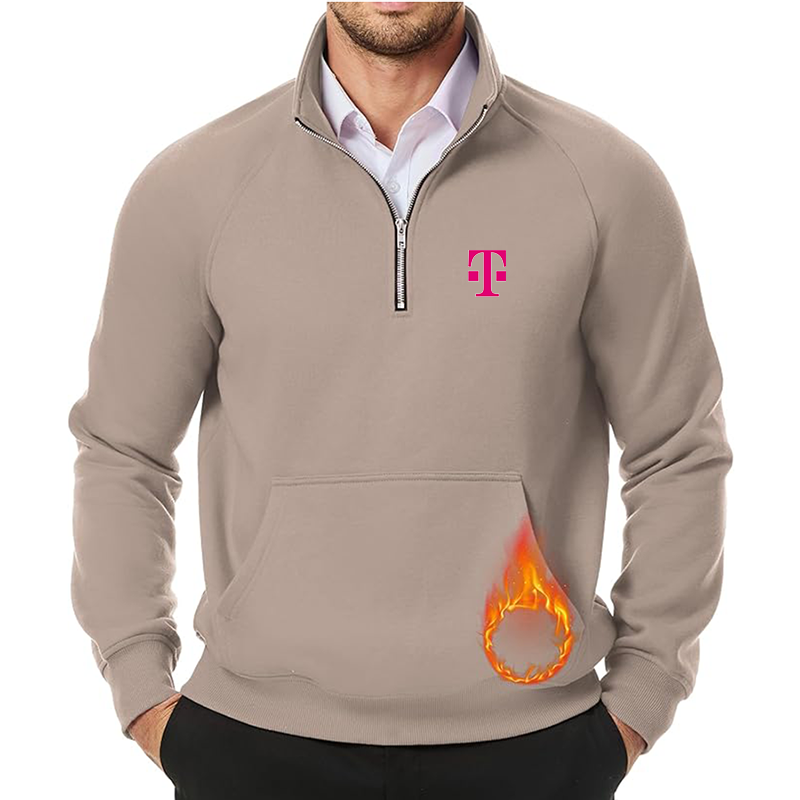 Men's T-Mobile JMIERR Quarter Zip Pullover Heavy Sweatshirts Warm Fleece Sweatshirt Polo