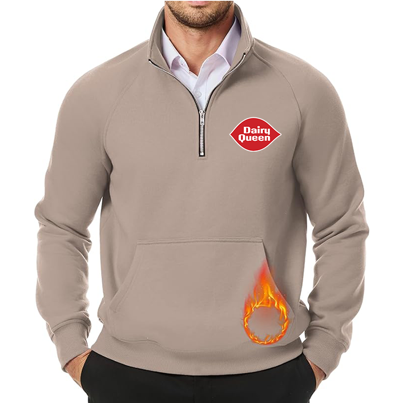 Men's Dairy Queen JMIERR Quarter Zip Pullover Heavy Sweatshirts Warm Fleece Sweatshirt Polo