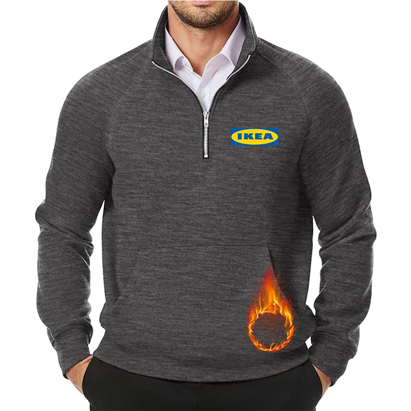 Men's IKEA JMIERR Quarter Zip Pullover Heavy Sweatshirts Warm Fleece Sweatshirt Polo