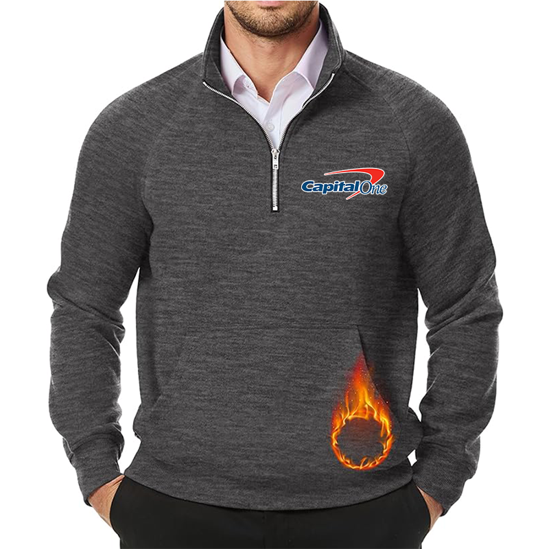Men's Capital One JMIERR Quarter Zip Pullover Heavy Sweatshirts Warm Fleece Sweatshirt Polo