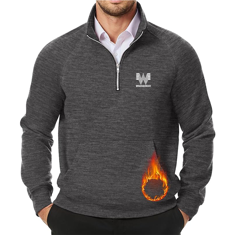 Men's What A Burger JMIERR Quarter Zip Pullover Heavy Sweatshirts Warm Fleece Sweatshirt Polo
