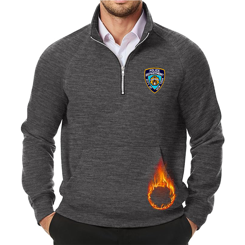 Men's NYPD JMIERR Quarter Zip Pullover Heavy Sweatshirts Warm Fleece Sweatshirt Polo