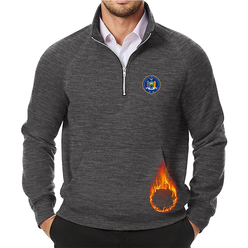 Men's New York JMIERR Quarter Zip Pullover Heavy Sweatshirts Warm Fleece Sweatshirt Polo