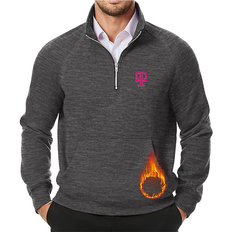 Men's T-Mobile JMIERR Quarter Zip Pullover Heavy Sweatshirts Warm Fleece Sweatshirt Polo