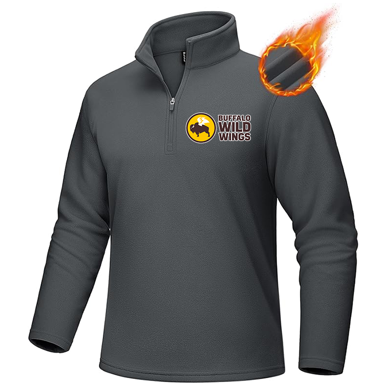 Men's Buffalo Wild Wings MAGCOMSEN Quarter-Zip Pullover Polar Fleece Sweatshirt Stand Collar Long Sleeve Shirt for Men Thermal Winter Fall