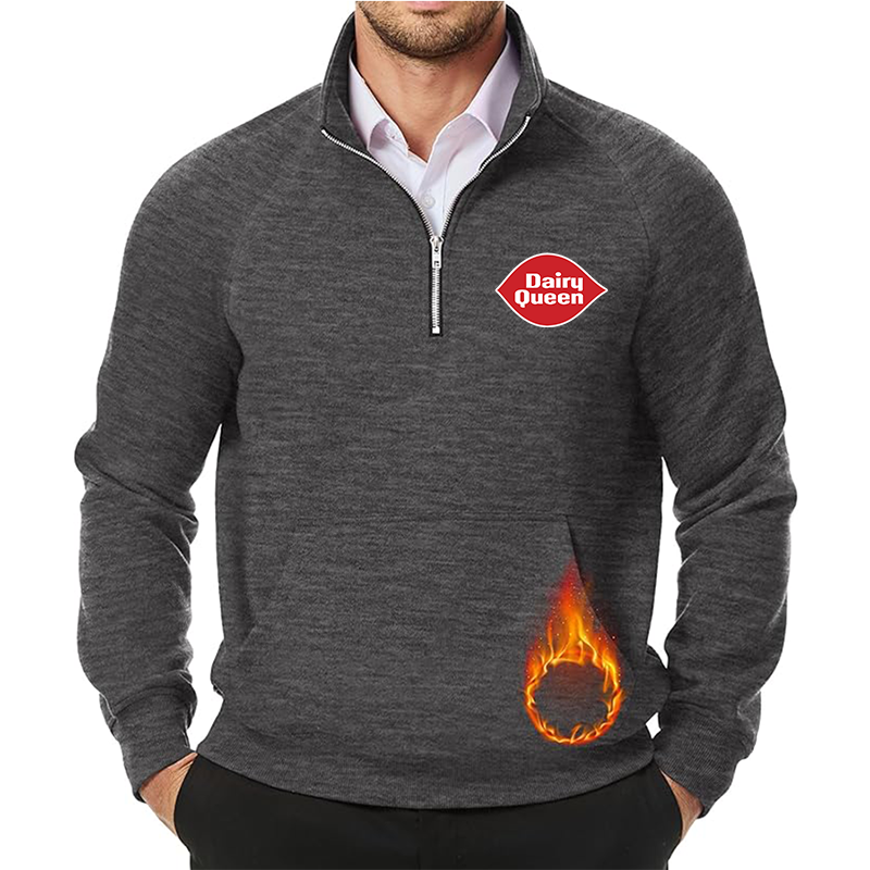 Men's Dairy Queen JMIERR Quarter Zip Pullover Heavy Sweatshirts Warm Fleece Sweatshirt Polo