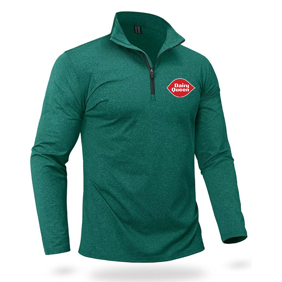 Men's Dairy Queen Quarter Zip Pullover Premium Fleece Lined Heather Long Sleeve Golf Shirts Midweight 1/4 Half Zip Sweatshirts