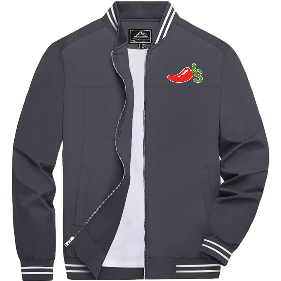 Men's Chilis Lightweight Zip-Up Bomber Jacket with Ribbed Collar and Cuffs Versatile Casual Outerwear