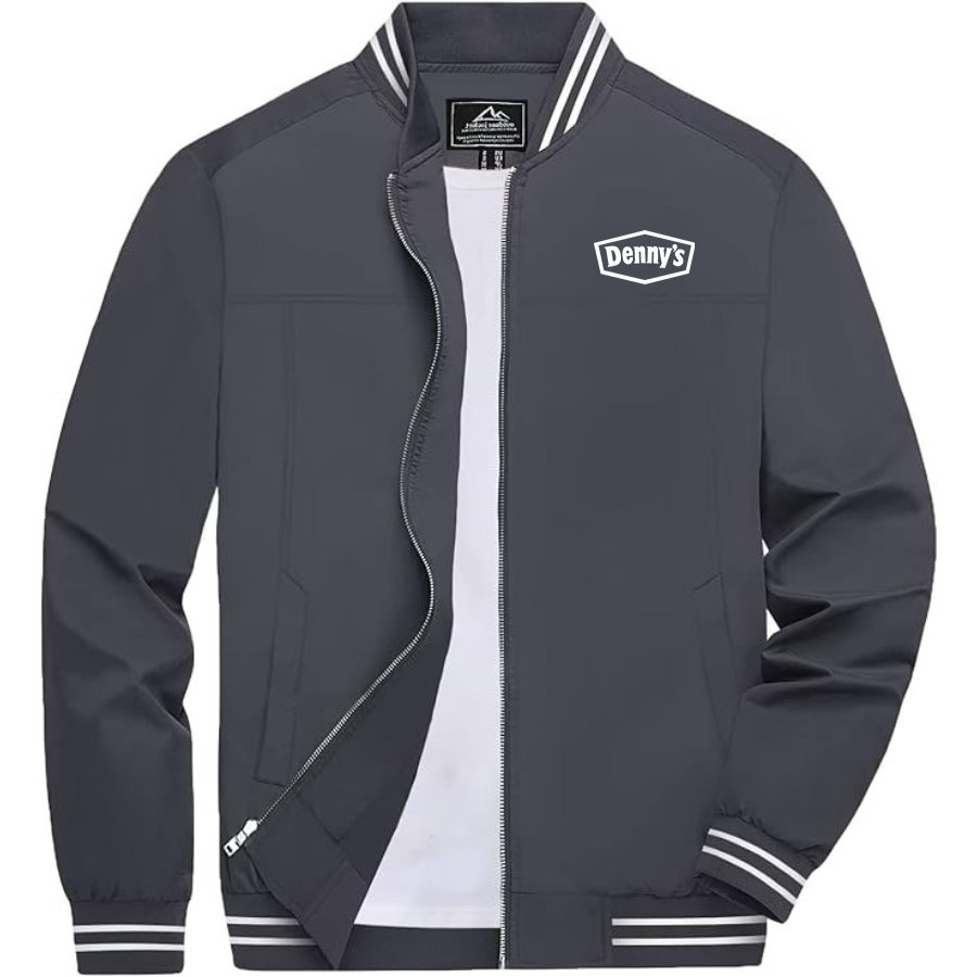 Men's Dennys Lightweight Zip-Up Bomber Jacket with Ribbed Collar and Cuffs Versatile Casual Outerwear