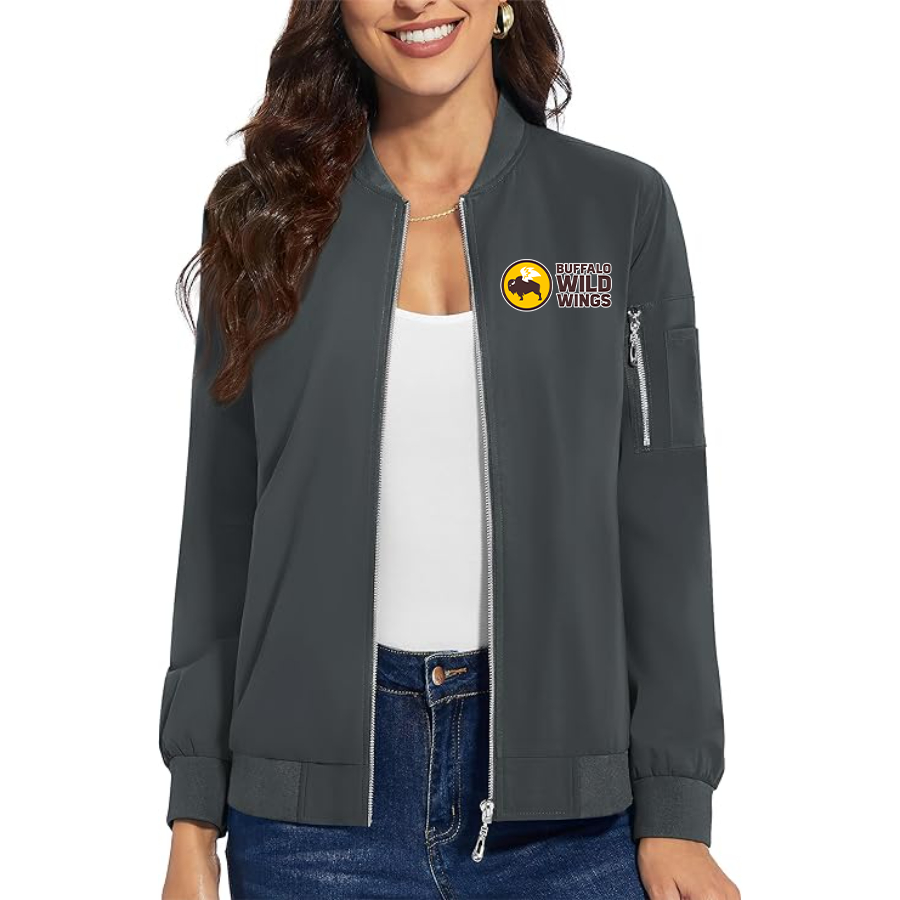 Women's Buffalo Wild Wings Premium Bomber Jacket with Polished Detailing and Functional Sleeve Pocket Modern Luxury Outerwear