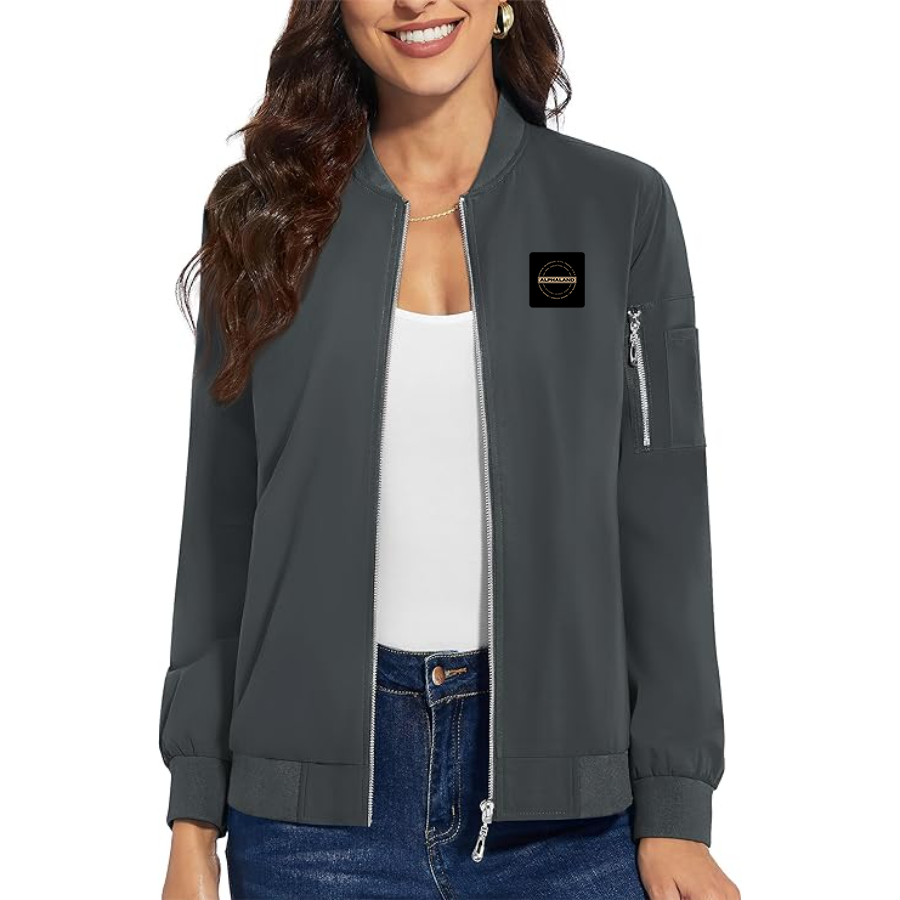 Women's Alphaland Premium Bomber Jacket with Polished Detailing and Functional Sleeve Pocket Modern Luxury Outerwear
