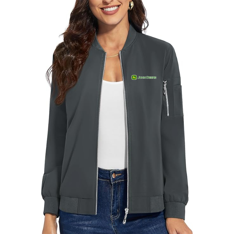 Women's John Deere Premium Bomber Jacket with Polished Detailing and Functional Sleeve Pocket Modern Luxury Outerwear