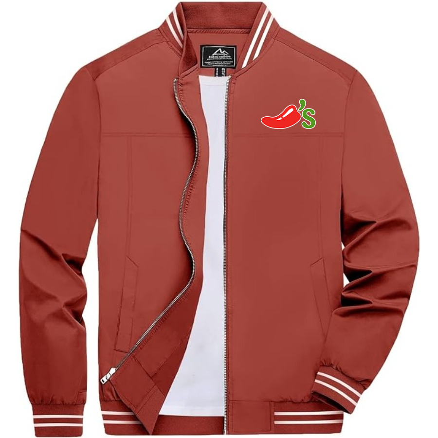Men's Chilis Lightweight Zip-Up Bomber Jacket with Ribbed Collar and Cuffs Versatile Casual Outerwear