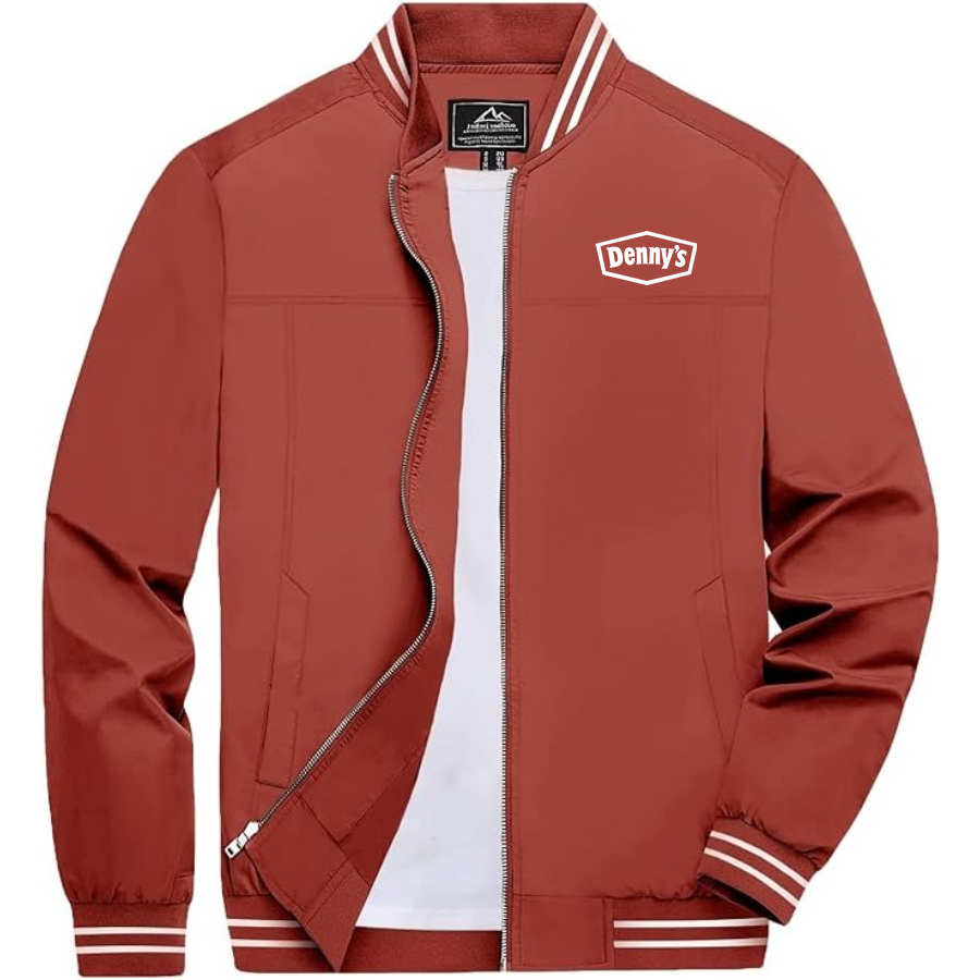 Men's Dennys Lightweight Zip-Up Bomber Jacket with Ribbed Collar and Cuffs Versatile Casual Outerwear