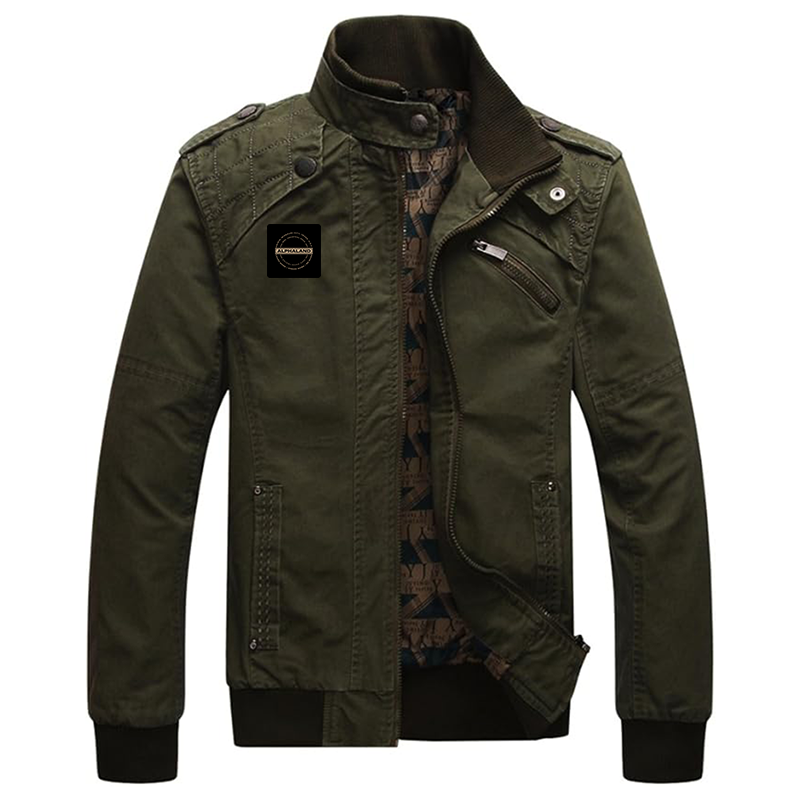 Men's Alphaland Dwar Casual Washed Cotton Military Outdoor Jackets with Shoulder Straps